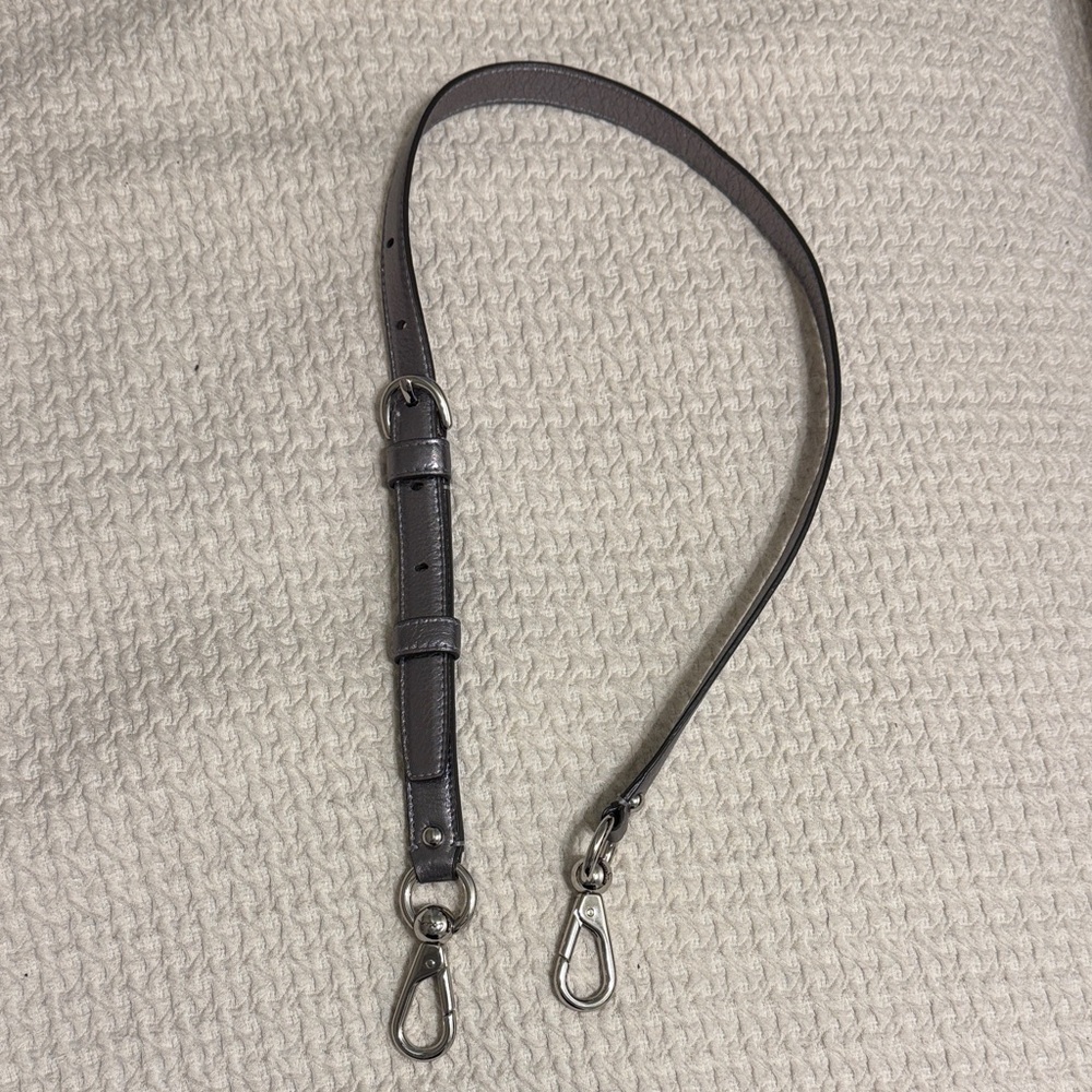 Gray Coach Leather Strap with Silver Hardware
